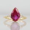 thumbnail image 1 of Natural 14K Yellow Gold Plated Ruby Engagement ring, ruby ring, pear cut red gemstone, July birthstone, sterling silver ring, 1 of 1