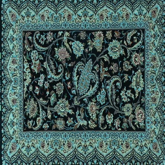 Ahgly Company Indoor Square Persian Light Blue Traditional Area Rugs, 5' Square