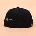 thumbnail image 2 of YooGuoGuo Unisex Embroidery Cotton Brimless Harbour Sailor Hats Casual Fashion No Visor Hip Hop Dome Caps Rolled Cuff Retro Docker Caps, 2 of 3