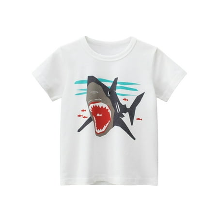 

Hunpta Toddler Kids Girls Boys Shark Cartoon 3D Prints Loose Tops Soft Short Sleeve T Shirt Tee Tops Clothes