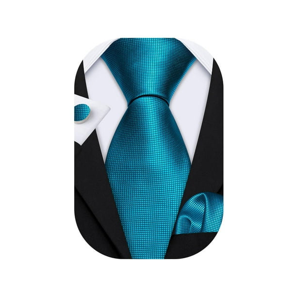Juego de corbatas Barry.Wang Silk extralargas de 150 cm con juego de gemelos
