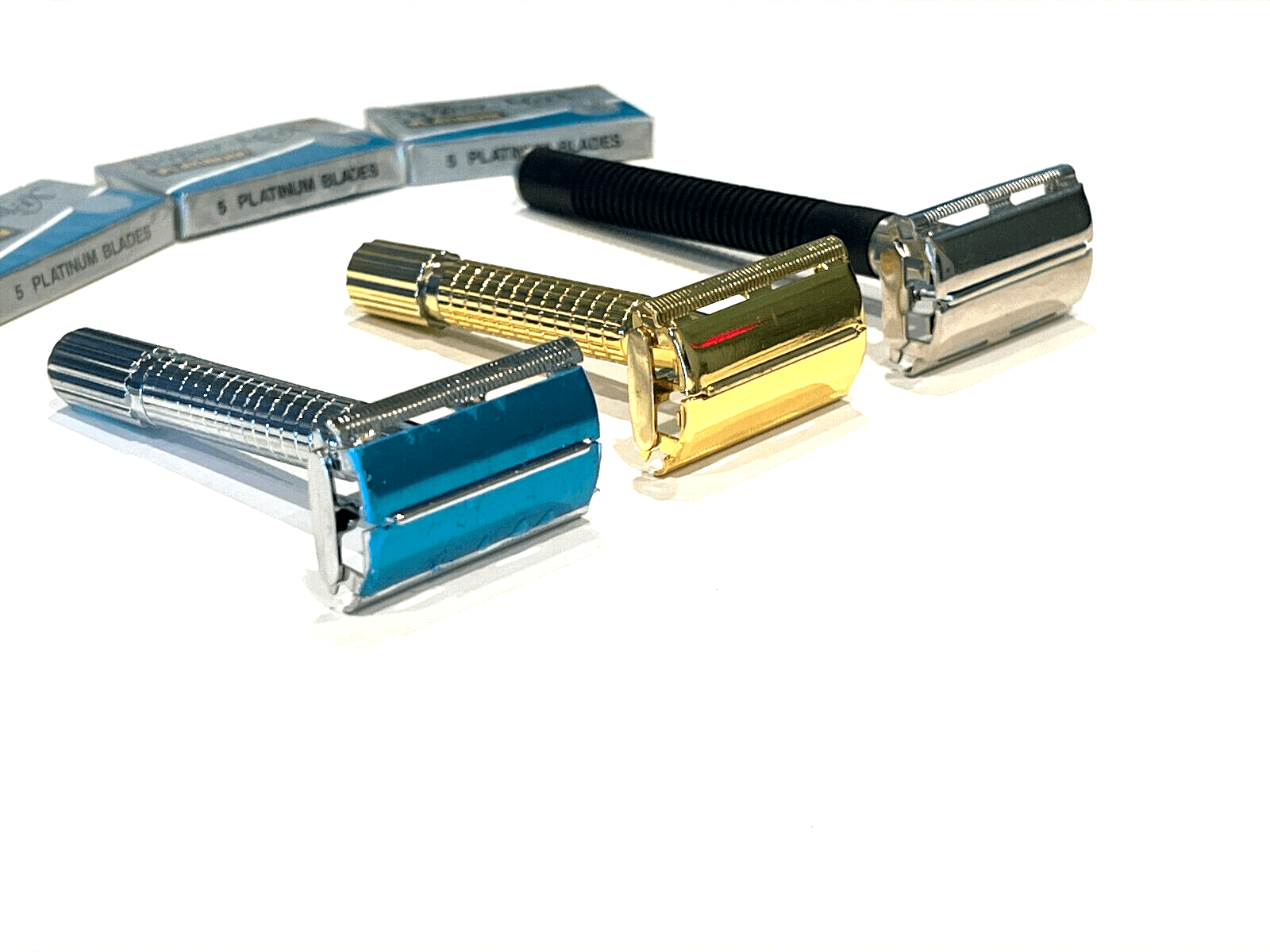 3 Pcs Men Old Fashion Vintage Classic Safety Razors + 20 Razor Blades Gift Set