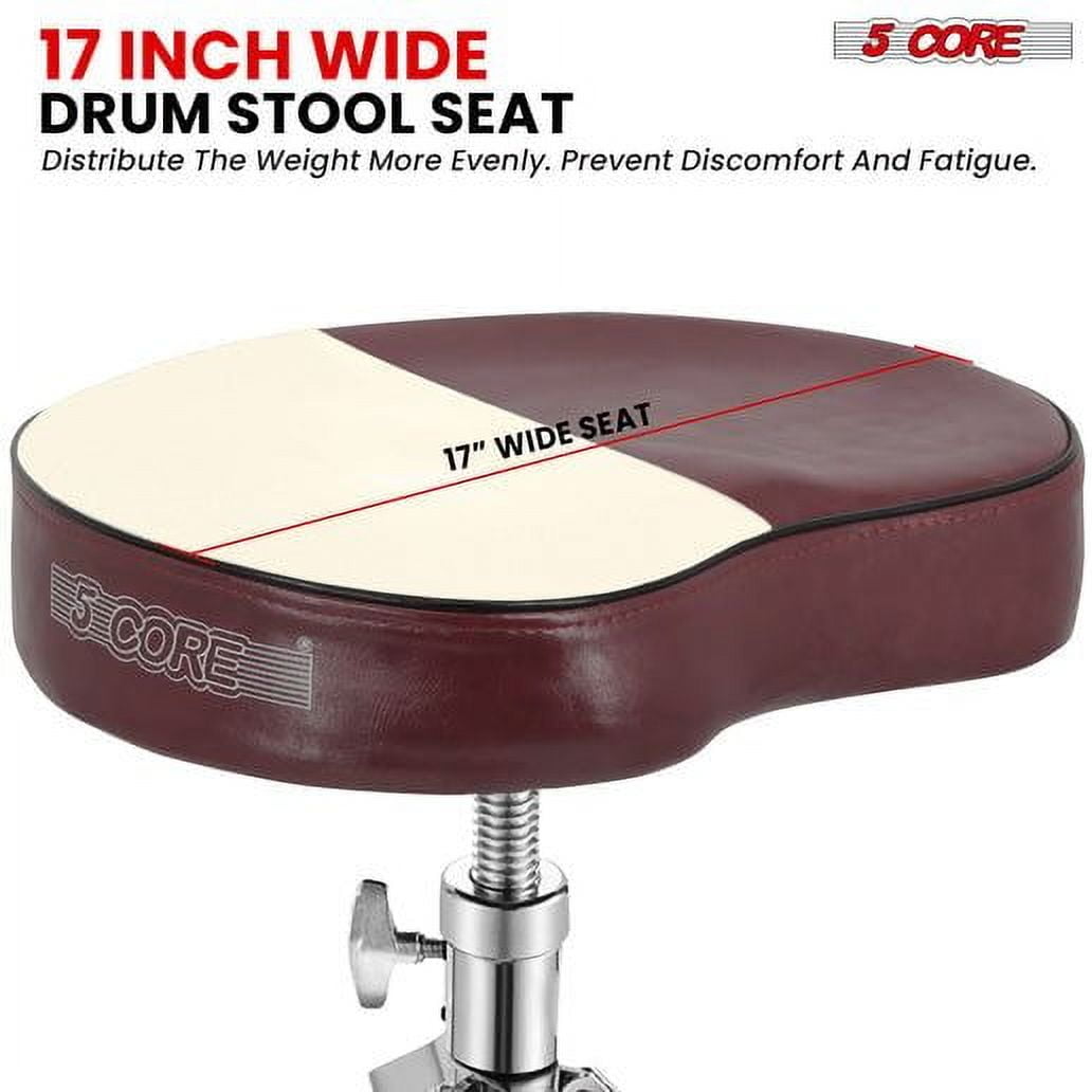 Drum Throne Padded Guitar Stool Saddle Drummer Seat for Adults & Kids - Cherry