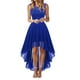 thumbnail image 1 of Vestido De Noche Vestido de gasa Fiesta irregular Vestido de fiesta Vestido de noche con costuras de encaje (Azul L) Ygjytge para Mujer Azul T S, 1 of 9