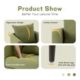 thumbnail image 3 of Upholstered Armchair with Solid Wood Leg & Pillow, Modern Living Chair with Chenille Arm, Dining Chairs for Bedroom & Waiting Room, Olive Green, 26.77''x29.53''x28.74'', 3 of 8