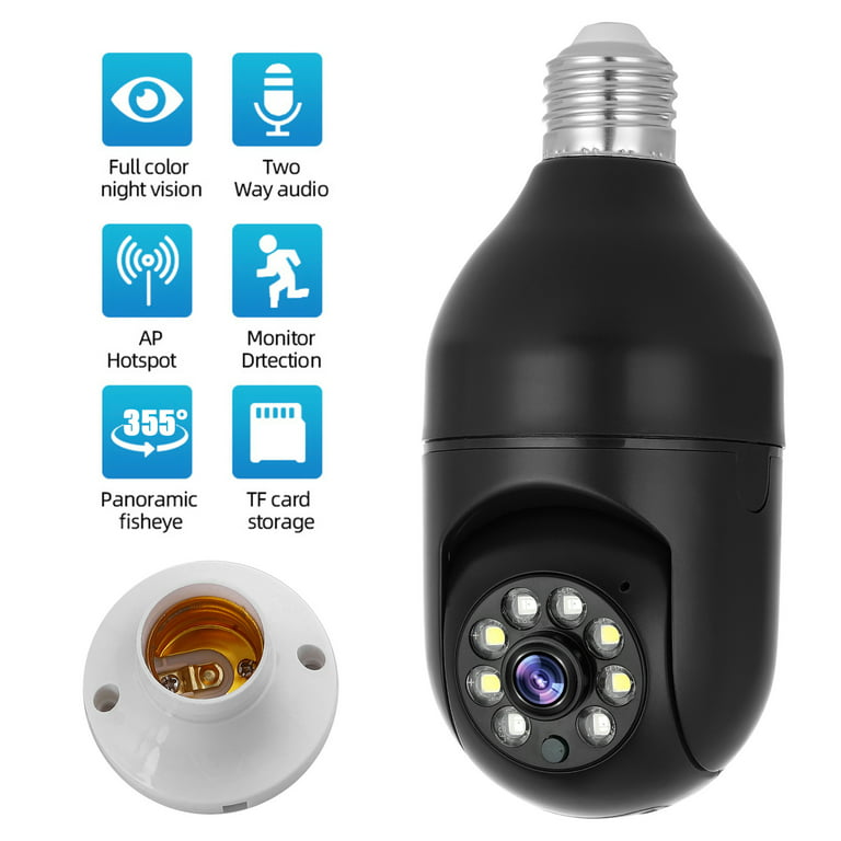 Ampoule Caméra Espion De Surveillance Hd 2mp 360° Wifi Ip E27 Vision  Nocturne Ir + Sd à Prix Carrefour