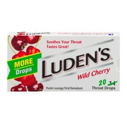 Luden's Sore Throat Drops, Wild Cherry, 20 Ct