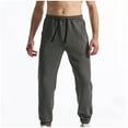 thumbnail image 2 of Jogger Scrub Pants Drawstring Sweatpants Men Joggers for Men Textured Baggy Sweatpants Stretch Solid Color Drawstring Waist Running Track Pants with Pockets, 2 of 5