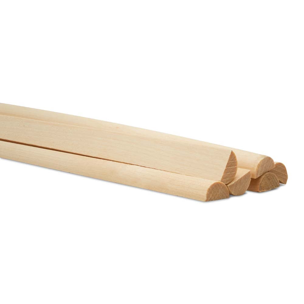 Split Wood Dowel Rods 12-inch x 1/2-inch, Pack of 50 Unfinished Fluted Molding Trim for DIY & Dowel Feature Wall, by Woodpeckers