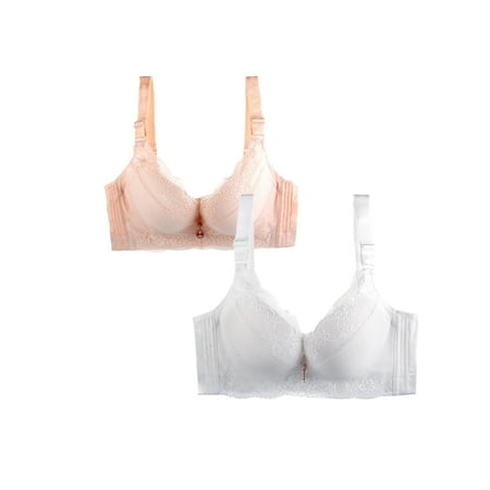 HCURIBAD Clearance! Bras for Women  Pack of 2 Sports Bra Women s Breathable Plus Sports Size Lace Bra Womens Bras Sexy Wireless Bras for Women  Push up Bra  Bra Pack 2Pcs Underwear Beige S