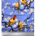 thumbnail image 1 of Soimoi Blue Cotton Voile Fabric Fish,Bird & Yacht Bird Decor Fabric Printed BTY 42 Inch Wide, 1 of 1