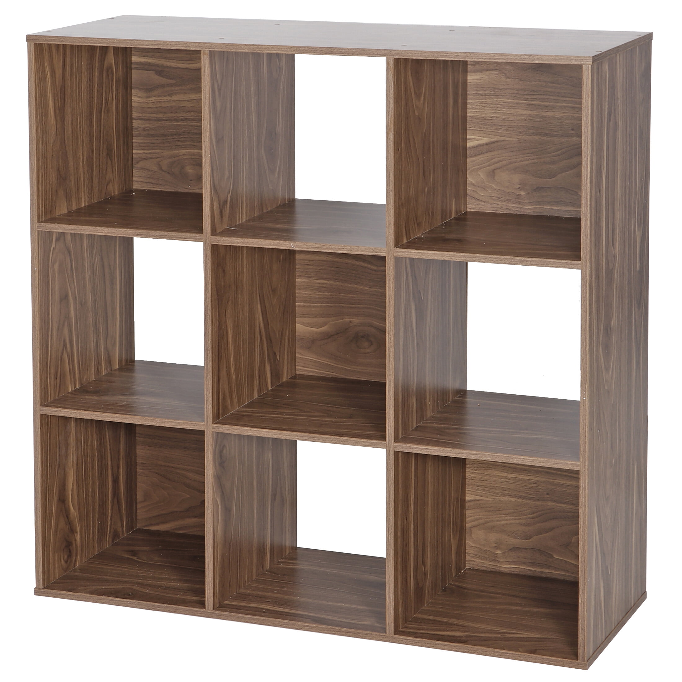 SuperDeal 9-Cube 3 Shelves Organizer MDF Cabinet Bookcase Light Brown