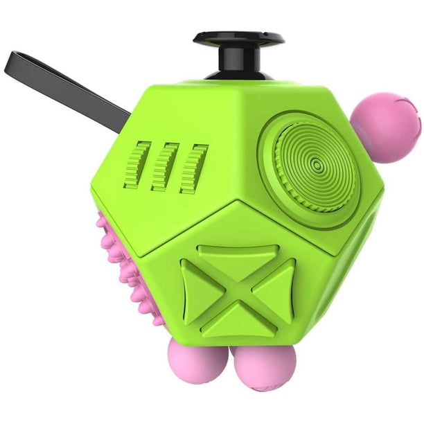 Cubo de doce lados para reducir la ansiedad y el estrés en adultos. Bloqueador de control y juguete para niños y adultos con TDAH, TDA, TOC o autismo en la escuela. Rojo Verde WMZL-891-4