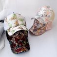 thumbnail image 3 of rygai Shiny Sequins Breathable Net Stitching Extended Brim Baseball Hat Sunscreen Bright Color Stage Sun Hat Fashion Accessories,Black, 3 of 8