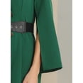 thumbnail image 5 of DARING DIVA Slit Sleeve Belted Double Breasted Blazer Dress S Green, 5 of 6