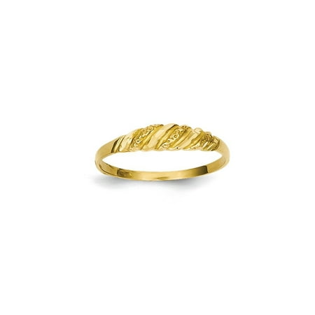 14k Yellow Gold Textured Ridged Dome Band Ring Size 6.50 Fine Jewelry For Women Gift Set