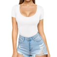 thumbnail image 1 of Camiseta tipo túnica MANGOPOP para mujer, cuello redondo, manga corta, corte ajustado, 1 of 6