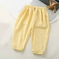 thumbnail image 2 of Loopsun Boys Girls Summer Pants, Children's Solid Mosquito Repellent Summer Thin Breathable Pants Yellow 1-2 Years, 2 of 3