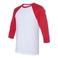 thumbnail image 1 of Raglán de béisbol de manga de tres cuartos unisex - rojo / blanco - medio Bella Camiseta de manga corta, 1 of 1