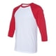 thumbnail image 1 of Raglán de béisbol de manga de tres cuartos unisex - rojo / blanco - medio Bella Camiseta de manga corta, 1 of 1