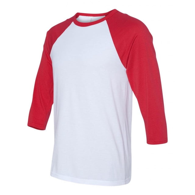 Raglán de béisbol de manga de tres cuartos unisex - rojo / blanco - x-grande Bella Camiseta de manga corta