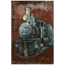 Empire Art Direct "Train" Primo Mixed Media Hand Painted Iron Wall Sculpture