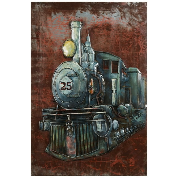 Empire Art Direct "Train" Primo Mixed Media Hand Painted Iron Wall Sculpture