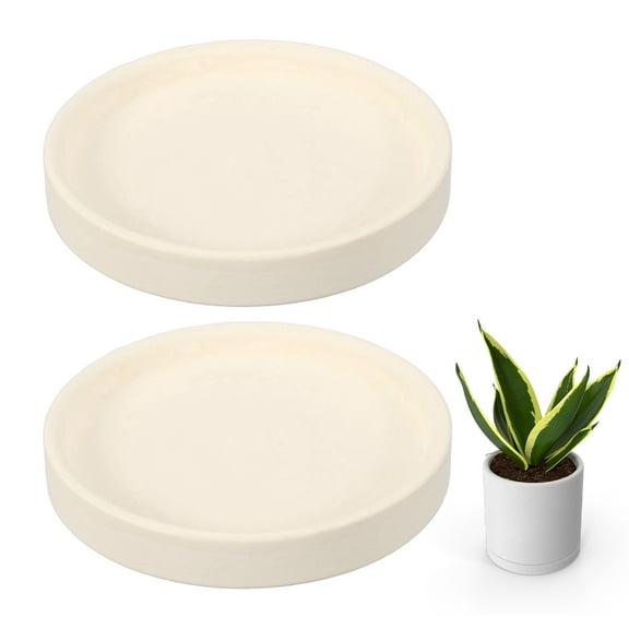 Uxcell 2 Pcs Round Plant Saucers, 4 Inch Ceramics Plant Drip Trays for Pots, Heavy Duty Flower Pot Saucers for Indoors and Outdoors, Dark White