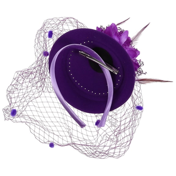 ELAYARD Elegant Purple Fascinator Headband for Wedding and Evening Party
