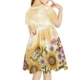 thumbnail image 2 of Renewold Sunflower Daisy Basic Skater Dress for Kids Girls 7-8 Years Old Butterfly A-Line Swing Flared Casual Party Dress Novelty Knee Length Sundress, 2 of 5