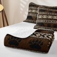 thumbnail image 4 of Erosebridal Vintage Aztec Bed Spread Queen, Traditional Stripe Queen Coverlet Set, Walnut Brown Cream 3pcs, 1 Quilt and 2 Pillowcases, 4 of 7