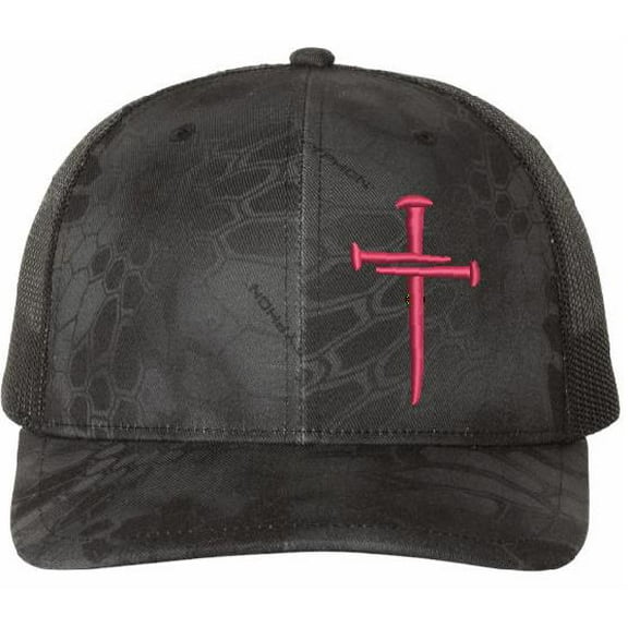 Christian Hats for Men Women Jesus 3 Nail Cross HOT PINK CROSS