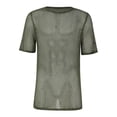 thumbnail image 2 of Migroa Men's Mesh Fishnet Top Short Sleeve Sheer See Through T Shirt Knit Crochet See Through Summer Tops Green M, 2 of 4