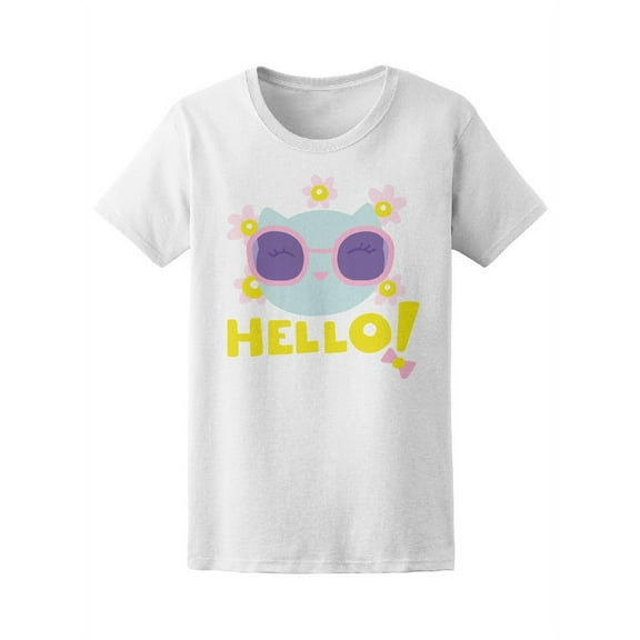Cute Cat Face In Sunglasses Tee Women's -Image by Shutterstock
