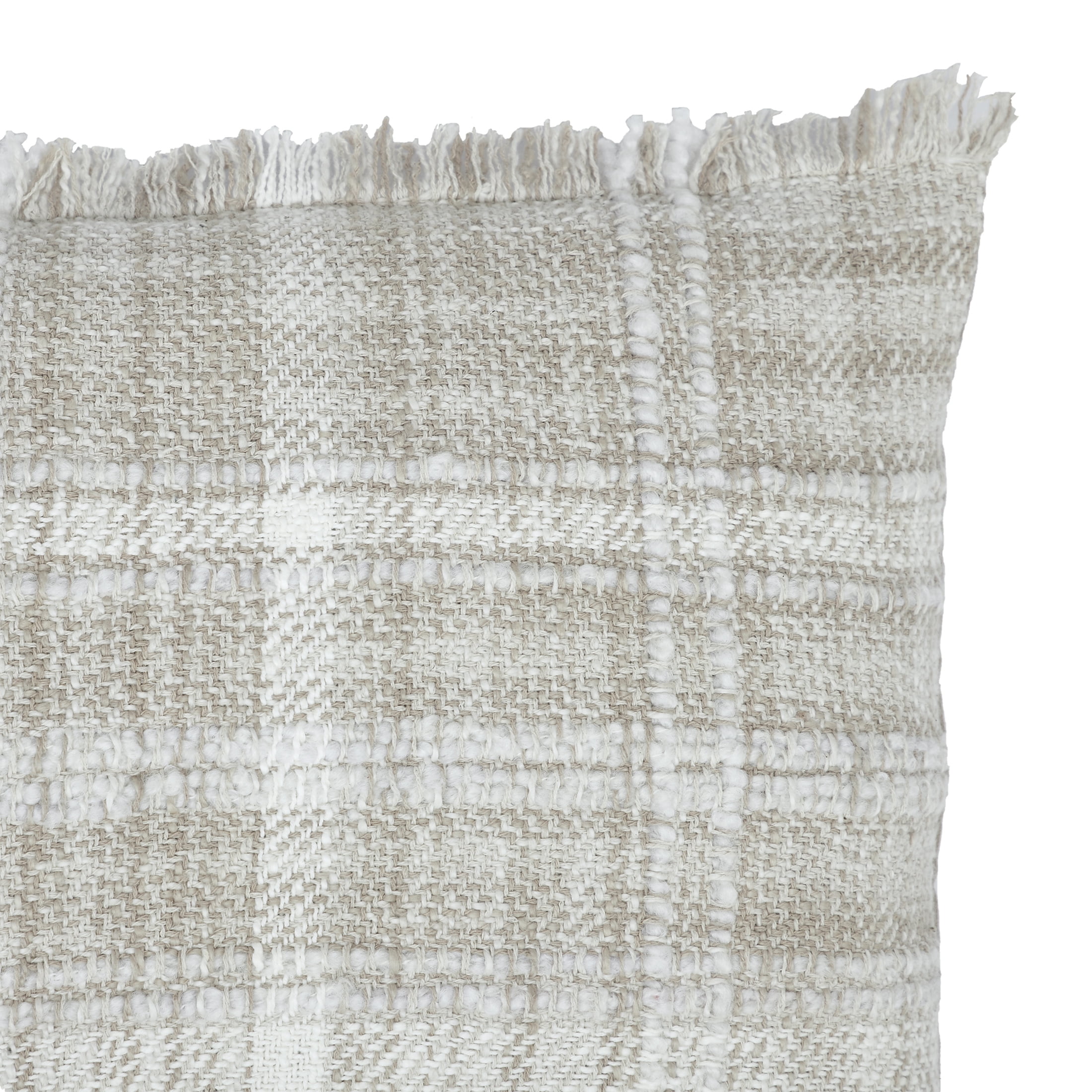 Better Homes & Gardens 14" x 20" Lulu Beige Plaid Cotton Rich Decorative Pillow