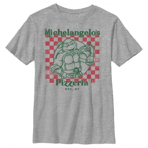 Boy's Teenage Mutant Ninja Turtles Michelangelo's Pizzeria  Graphic Tee Athletic Heather Medium