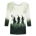 thumbnail image 4 of Yourumao Womens Halloween Shirts 3/4 Sleeve Plus Size Tops with Witch Print Crewneck Spooky Season Graphic Tees for Halloween Outdoor, 4 of 5