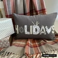 thumbnail image 2 of Holiday Word Lumbar Pillow Cover, 12" x 18" Gray Linen Pillowcase, Rustic Letters And Words Christmas Oblong Pillow Cover For Sofa Couch, Hotels, Living Room, Bed Room - Holiday Season, 2 of 10