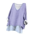 thumbnail image 5 of Admvng Plus Size Tops for Women Fashionable Solid V-neck Long Sleeved Linen Plus Size Women's Clothing S-5XL, 5 of 7