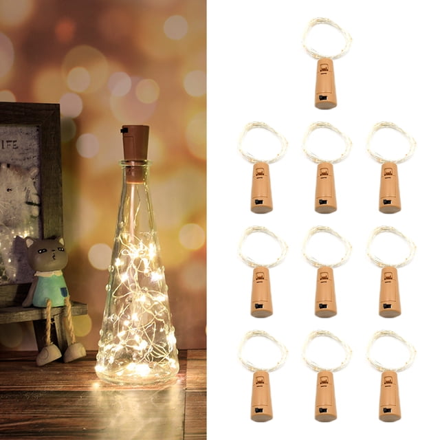 Cadena de luces para botellas de vino, 10 unidades de luces LED para botellas de vino, luces de corcho para botellas de vino, diseño a prueba de futuro