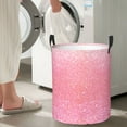 thumbnail image 5 of Rateoe Sparkly Pink Glitter Pattern Round Laundry Hamper Basket, Tall Hamper Basket for Blanket Storage, Nursery Clothes Hamper for Laundry in Bedroom and College Dorm-Small, 5 of 6