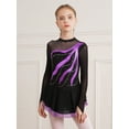 thumbnail image 5 of YONGHS Kids Girls Mesh Splice Figure Ice Skating Dress Ballet Dance Leotard Dress with Hair Band Purple 16, 5 of 7