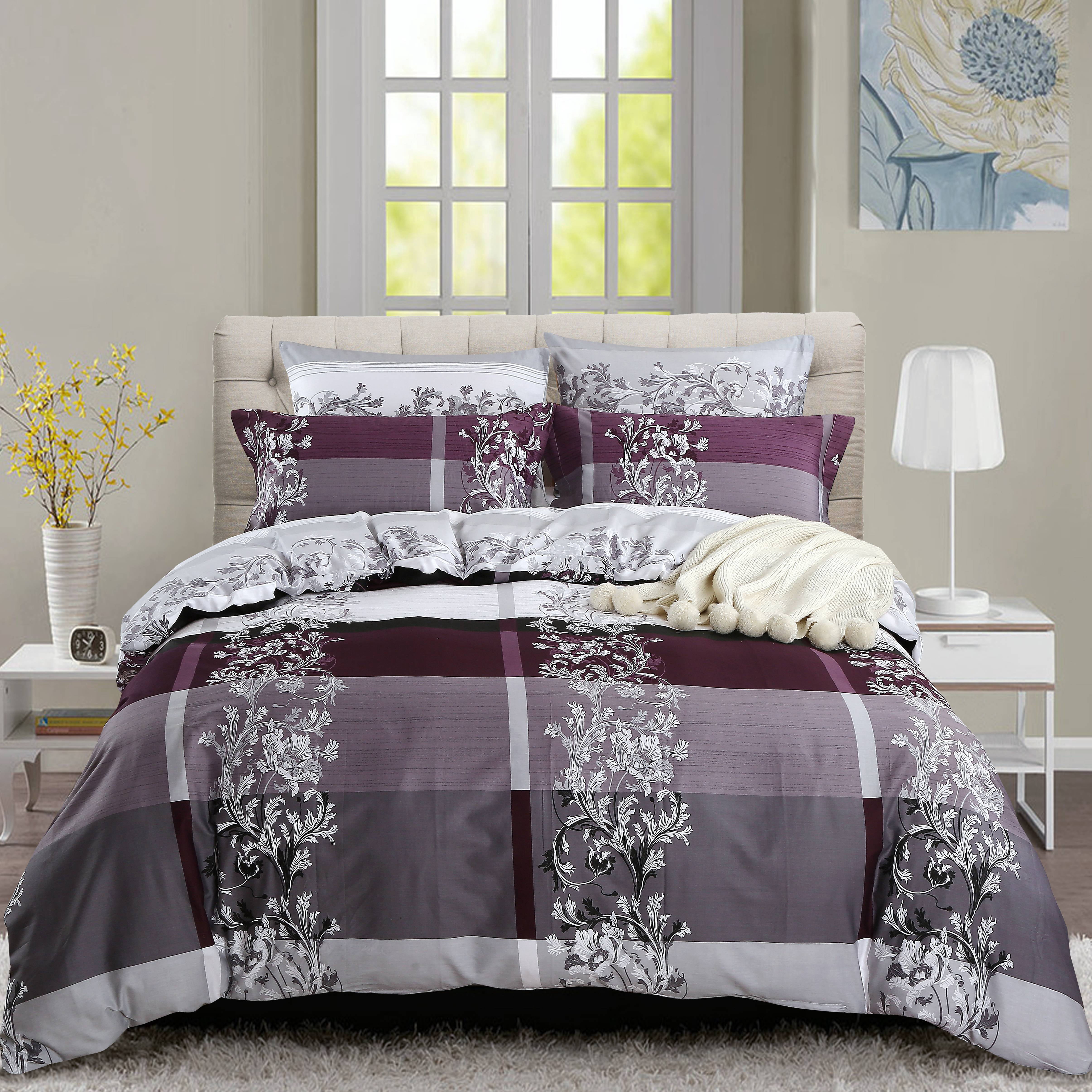Swanson Beddings May 5-Piece 100% Cotton Bedding Set: Duvet Cover, Two Pillowcases and Two Pillow Shams (Burgundy, Queen)