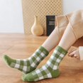 thumbnail image 5 of Daznico Women Mid Crew Fuzzy Socks Classic Plaid Thermal Soft Stretch Cozy Slouchy Stockings for Winter Indoor Sleep Daily Casual Loungewear, 5 of 6