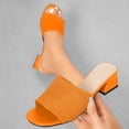 thumbnail image 2 of Square Open Toe Heeled Sandals for Women Low Block Chunky Heel Sandals Slip on Mules Comfortable Dress Shoes Orange 5.5(36), 2 of 9