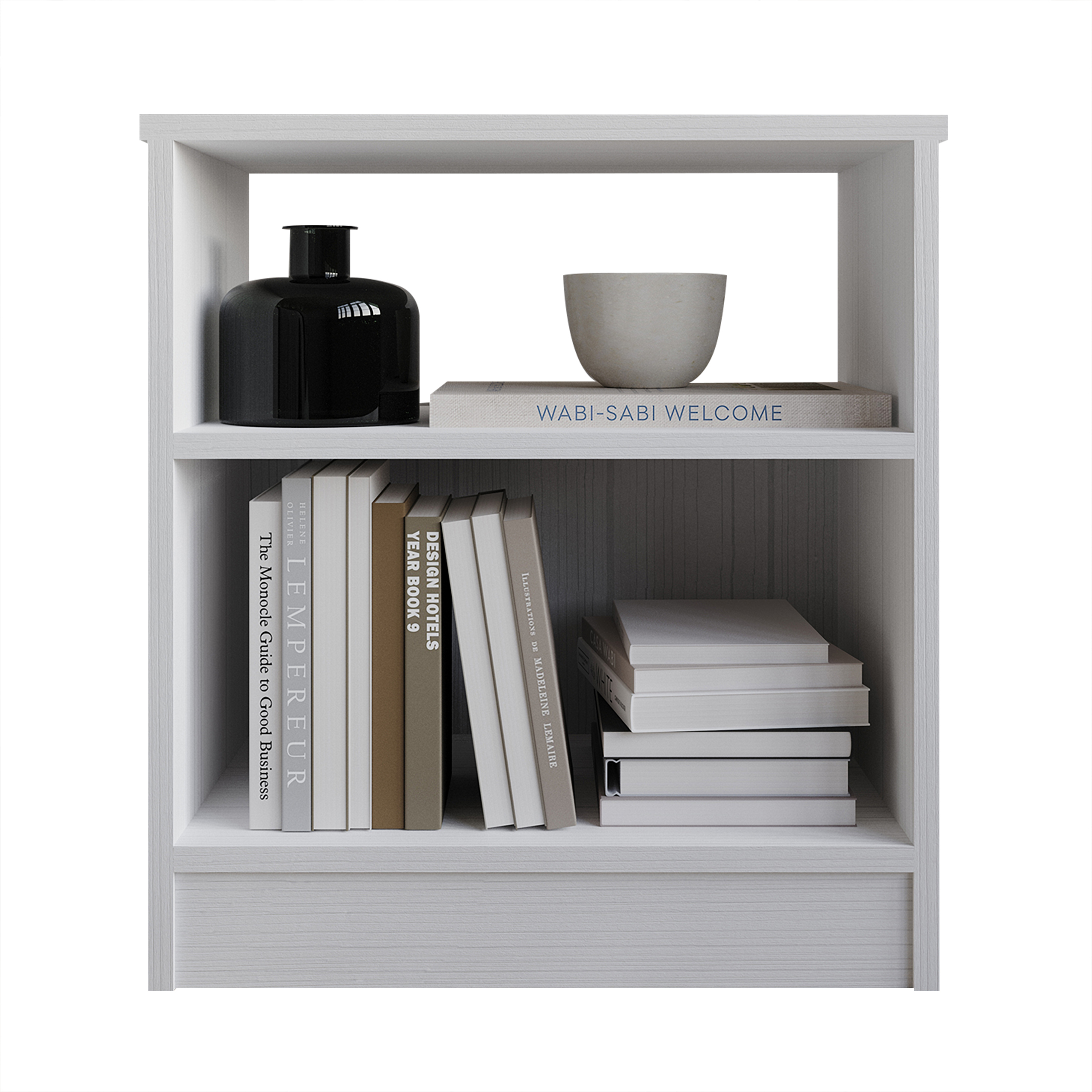 Castle Place Minimalist Nightstand with Shelf, White
