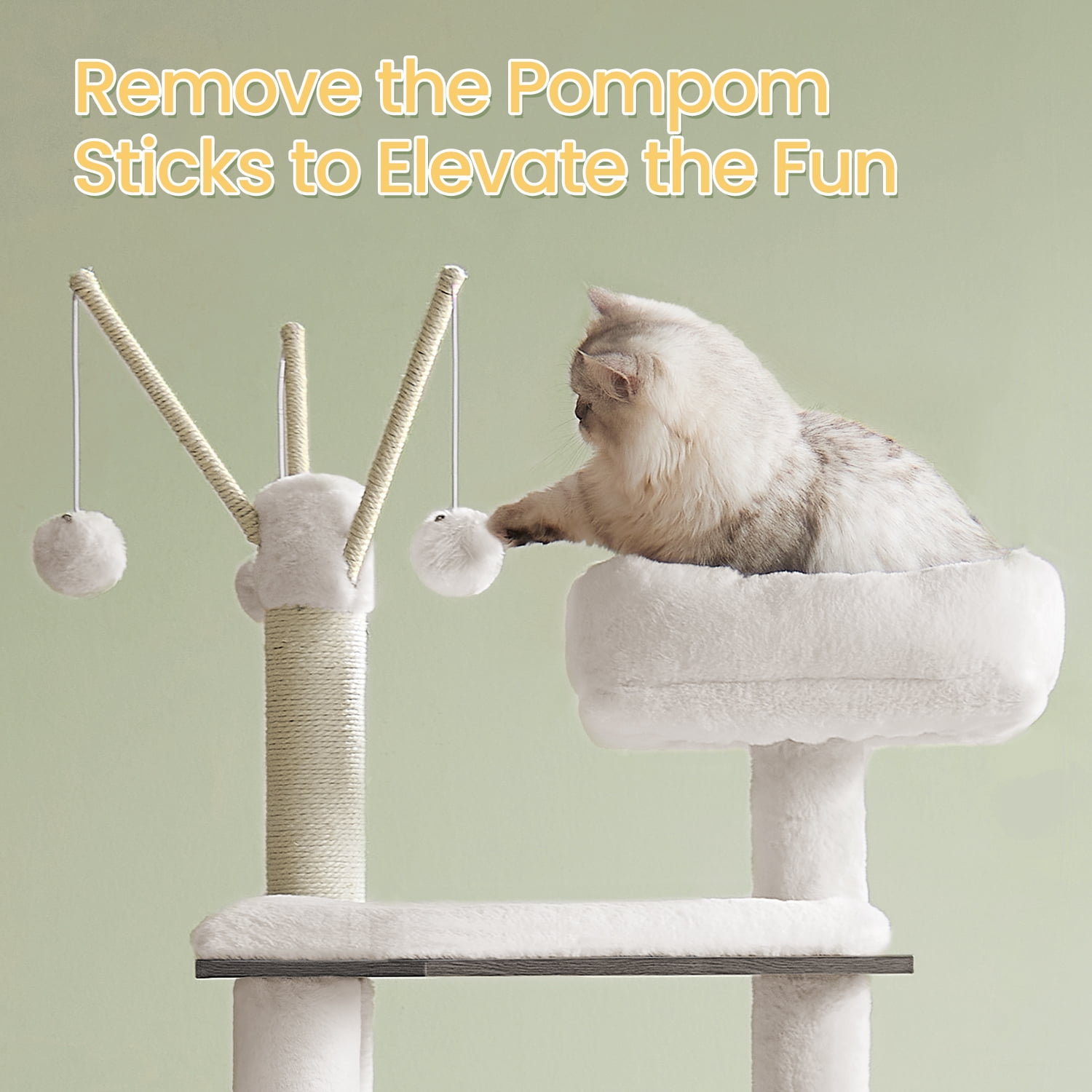 LEDREM 55.1" 2-in-1 Cat Tree & Litter Box Enclosure, Modern Cat Tower with Scratching Posts, Removable Toys, Space-Saving Design, Misty Gray