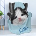 thumbnail image 4 of Cartoon Soft Flannel Fleece Blanket, Portrait of Domestic Kitten Newborn Bicolor Furry Head Pink Wet Nose Artwork, Cozy Plush for Indoor and Outdoor Use, 70" x 90", Black White Blue, by Ambesonne, 4 of 5