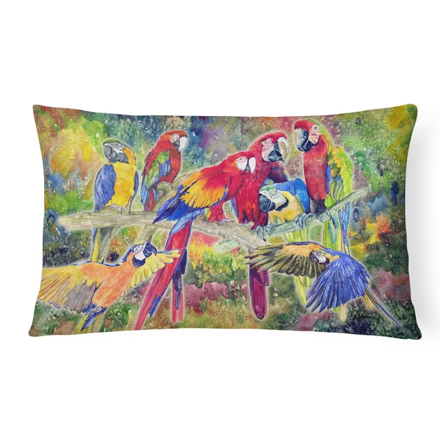""Caroline'S Treasures 8600Pw1216 Parrot Canvas Fabric Decorative Pillow Large Multicolor""