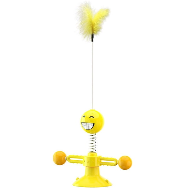 Cat Toys Smile Face Pet con bola giratoria y pluma, material ABS duradero